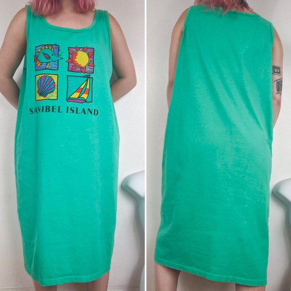 VTG 90s Sanibel Island Tourist Tank Dress - Picture 3 of 5